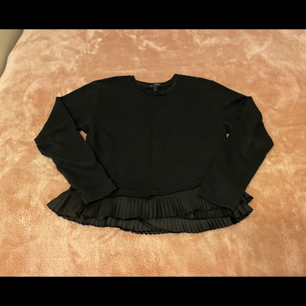 J. Crew Black Ruffle-Hem Sweatshirt